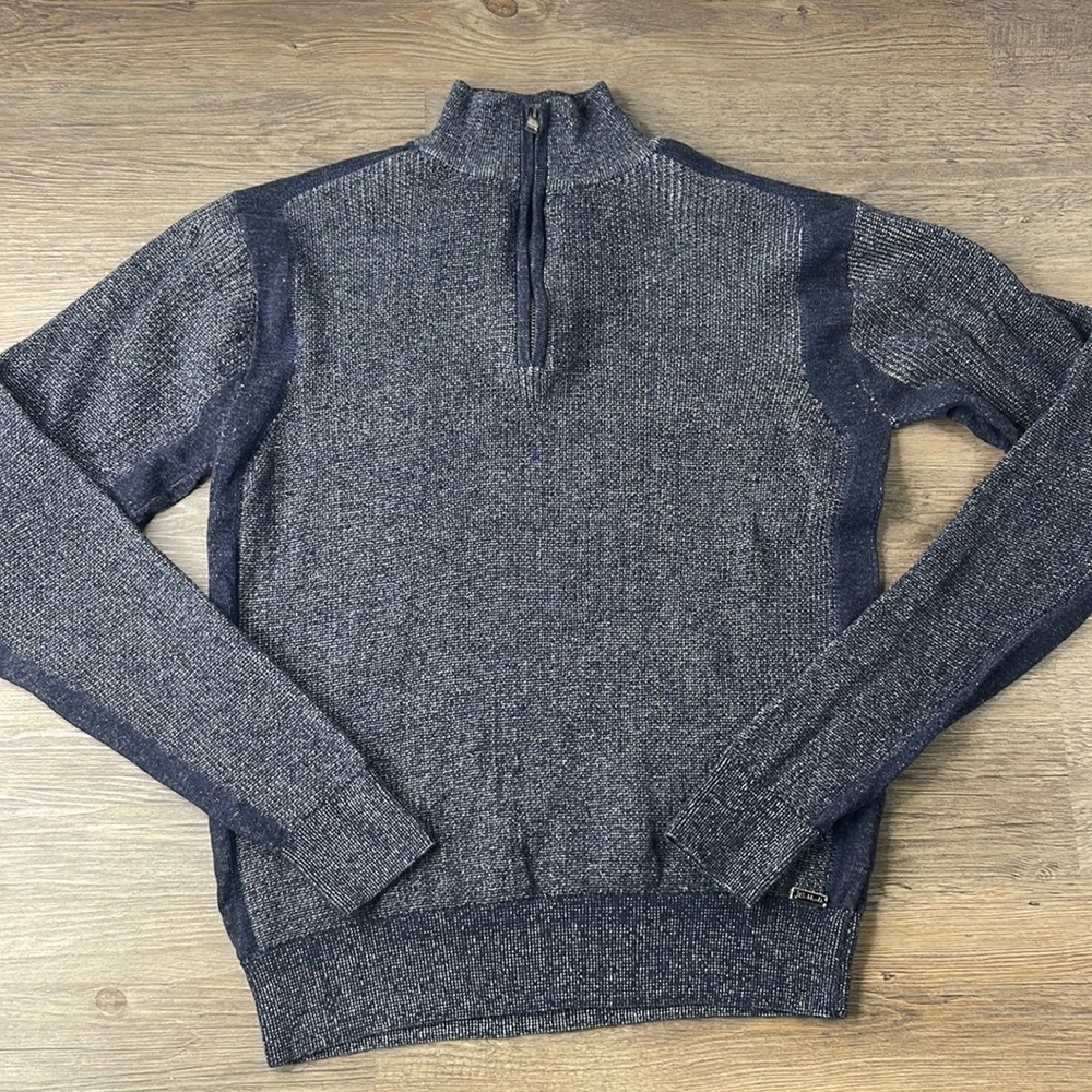 JB Holt Mens 1/4 Zip Navy Blue/Charcoal Grey Pullover Sweater, size medium
